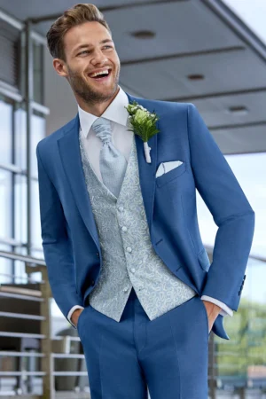 WILVORST slim fit császárkék esküvői öltöny