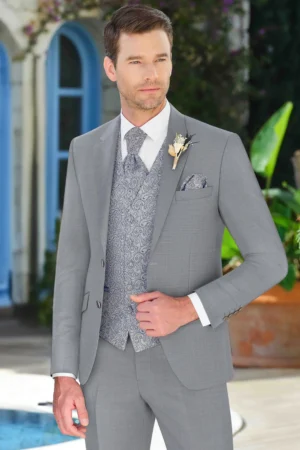 Manzetti extra slim fit szürke esküvői öltöny