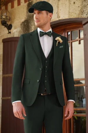 Manzetti extra slim fit sötétzöld esküvői öltöny
