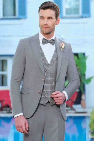 Manzetti extra slim fit szürke esküvői öltöny