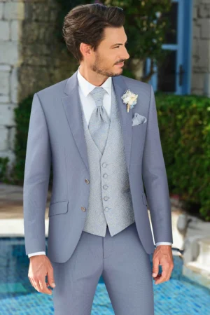Costum de mire extra slim fit albastru deschis Manzetti