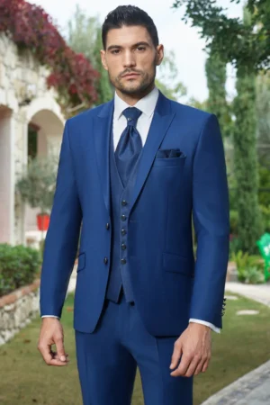 Costum de mire extra slim fit albastru safir Manzetti
