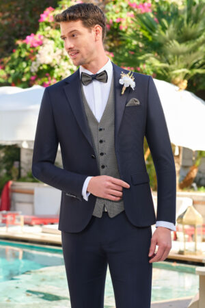 Costum de mire albastru marin modern fit Manzetti