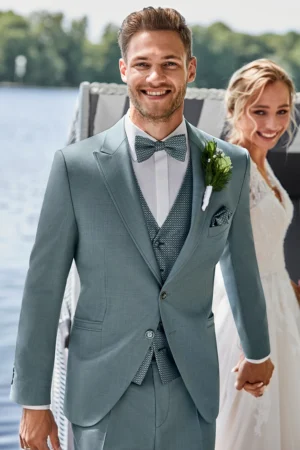 WILVORST slim fit türkizzöld esküvői öltöny