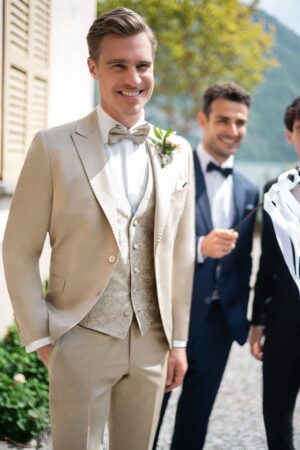 WILVORST slim fit bézs esküvői öltöny