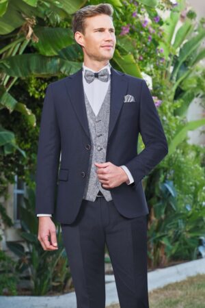 Manzetti slim fit sötétkék esküvői öltöny