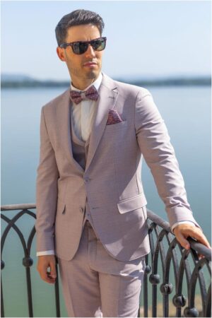 Manzetti slim fit mályva esküvői öltöny