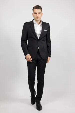 Paolo Rossi slim fit fekete öltöny