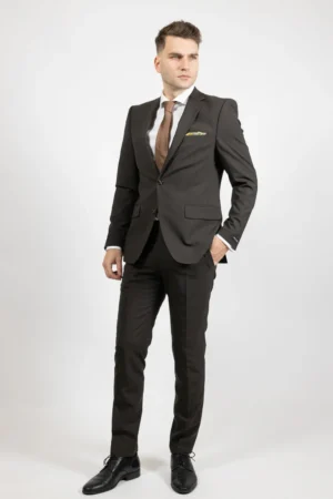 Paolo Rossi slim fit barna öltöny